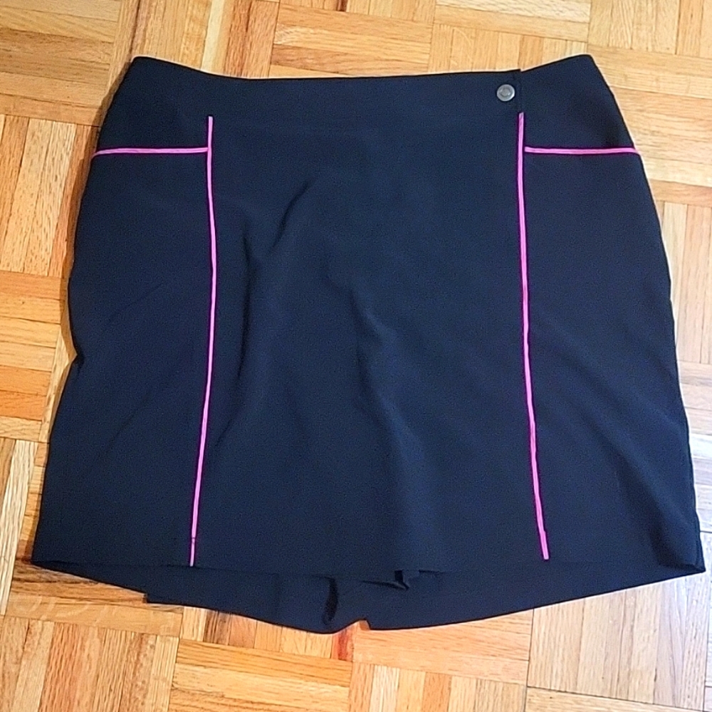 Christopher & Banks black skort with hot pink trim.